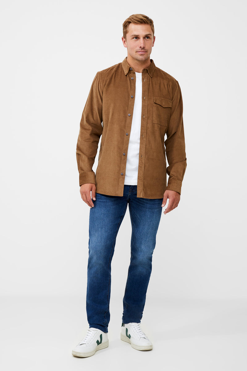 French Connection Cord Long Sleeve Shirt Sepia