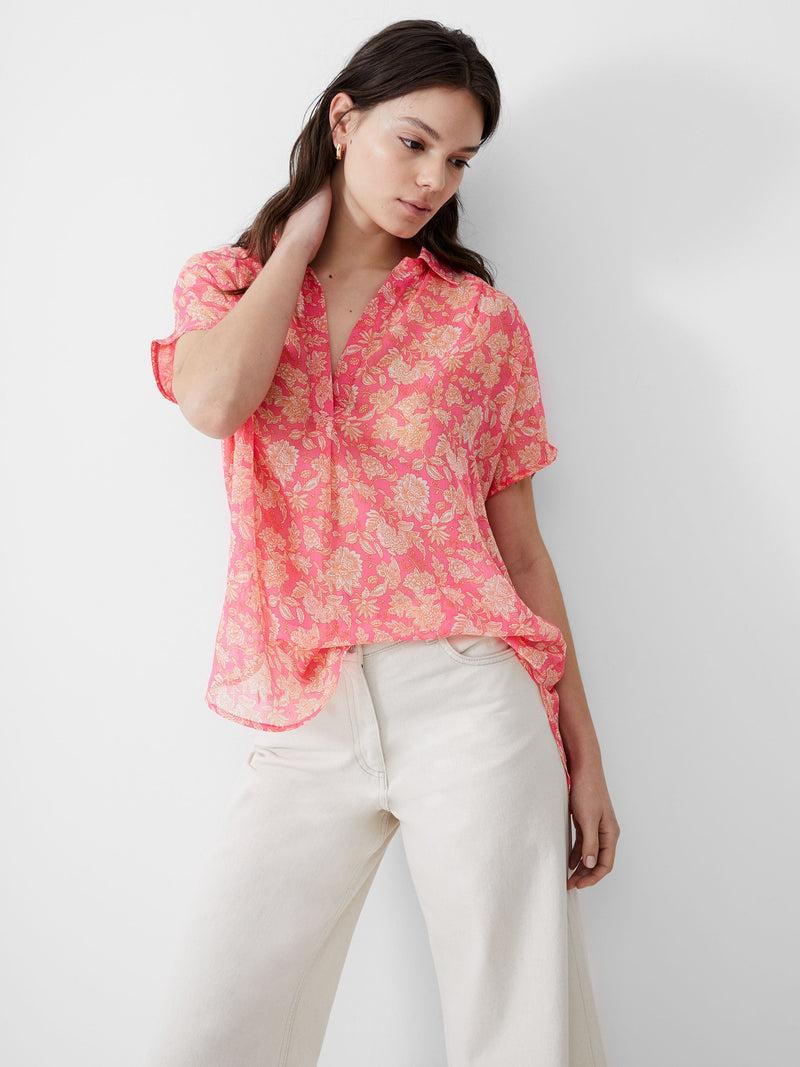 French Connection Cosette Popover Shirt Camellia