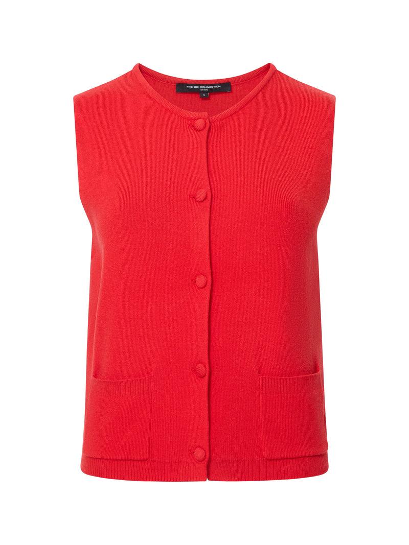 French Connection Cosysoft Knit Vest Mars Red