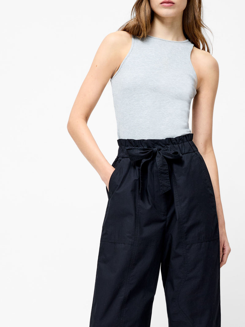 French Connection Cotton Paper Bag Trousers Black