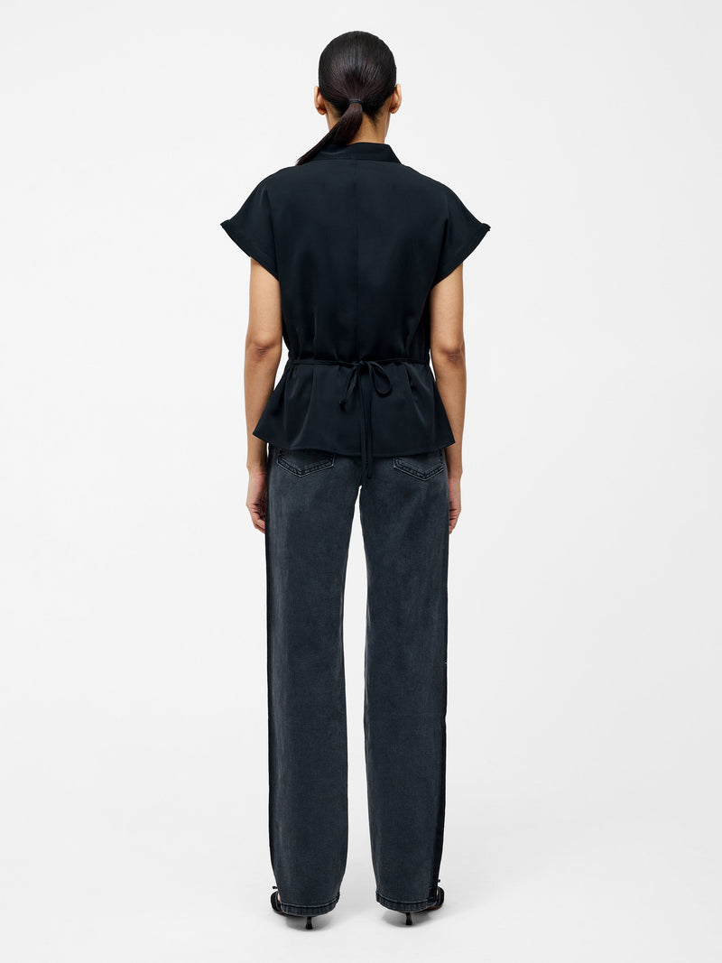 French Connection Crepe V Neck Blouse Black