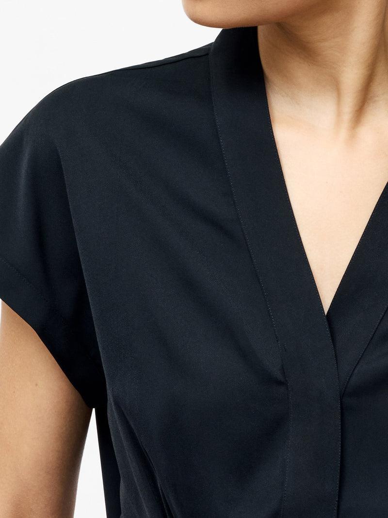 French Connection Crepe V Neck Blouse Black