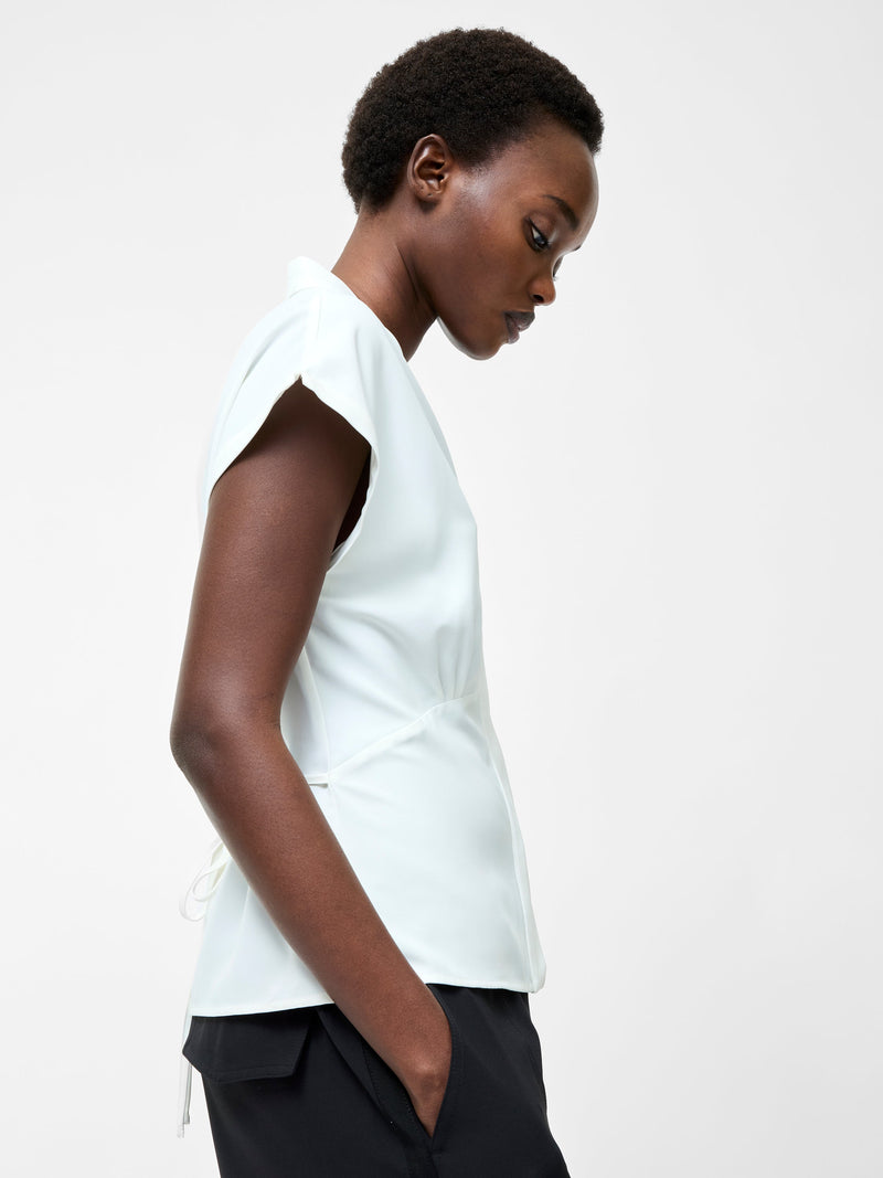 French Connection Crepe V Neck Blouse Summer White