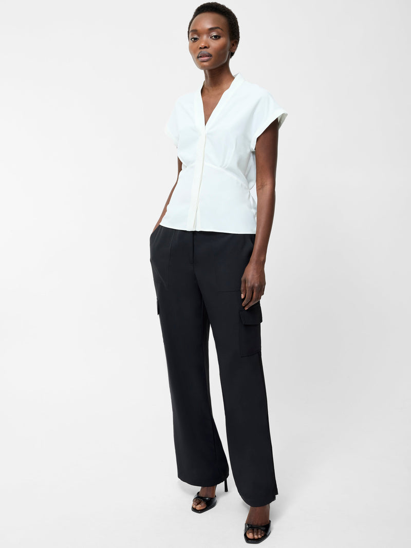 French Connection Crepe V Neck Blouse Summer White