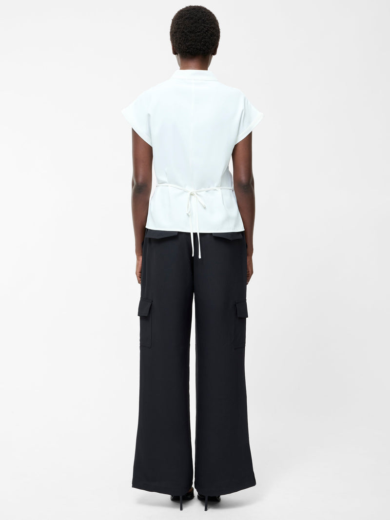 French Connection Crepe V Neck Blouse Summer White
