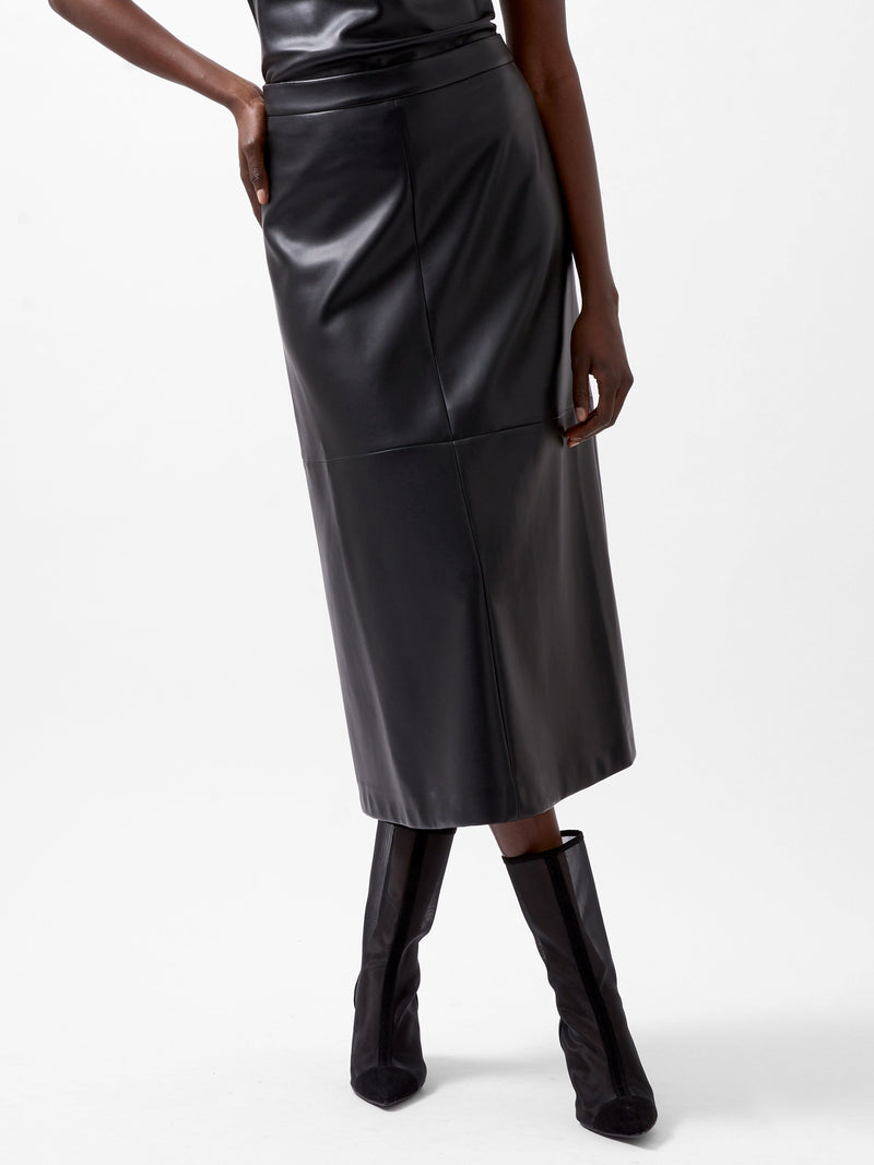 French Connection Crolenda PU Midi Skirt Blackout