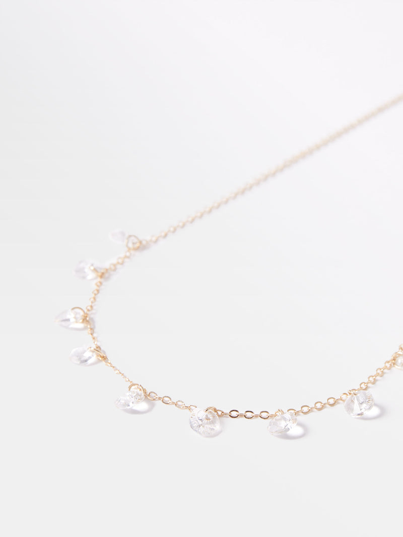 French Connection Crystal Drop Necklace Gold/Clear