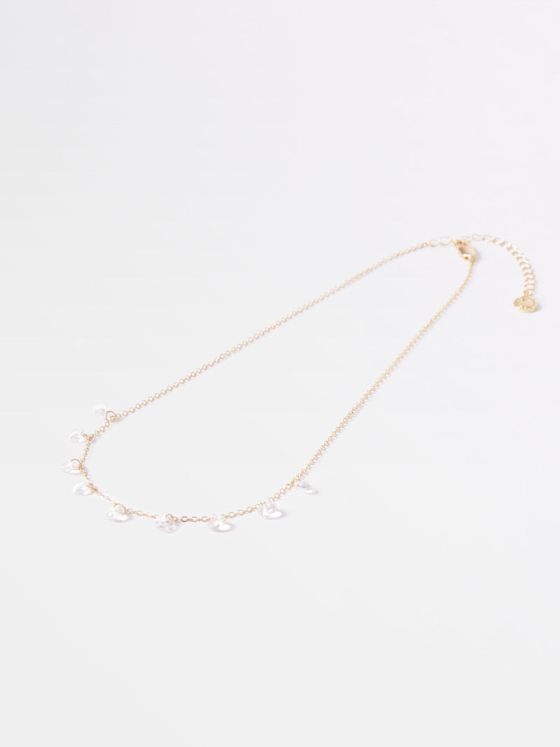 French Connection Crystal Drop Necklace Gold/Clear