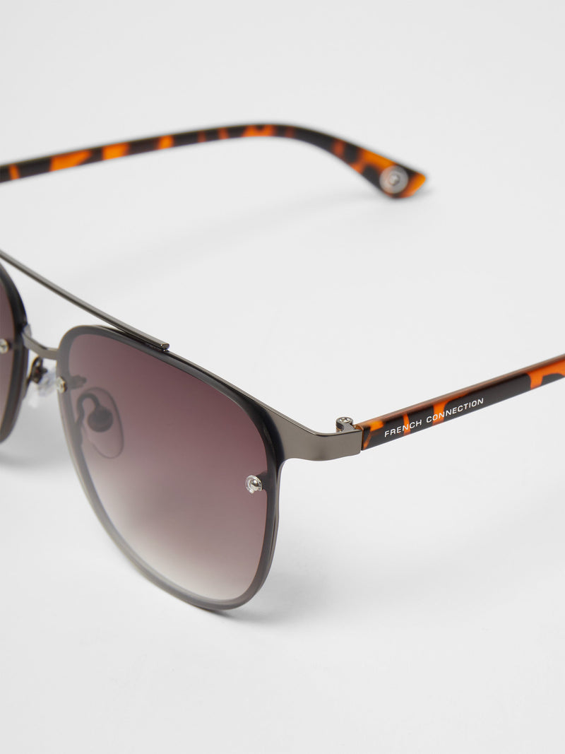 French Connection D-Frame Sunglasses Gunmetal