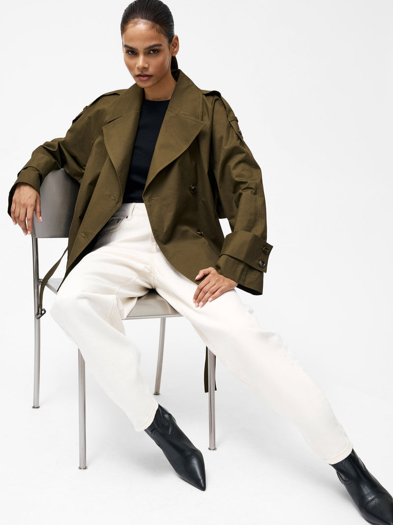 French Connection Denby Belted Trench Coat Khaki