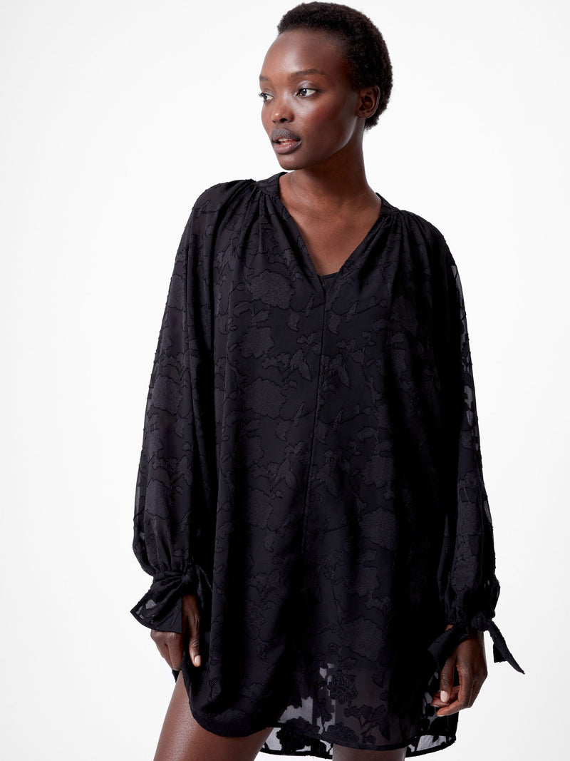 French Connection Devore Boho Mini Dress Black