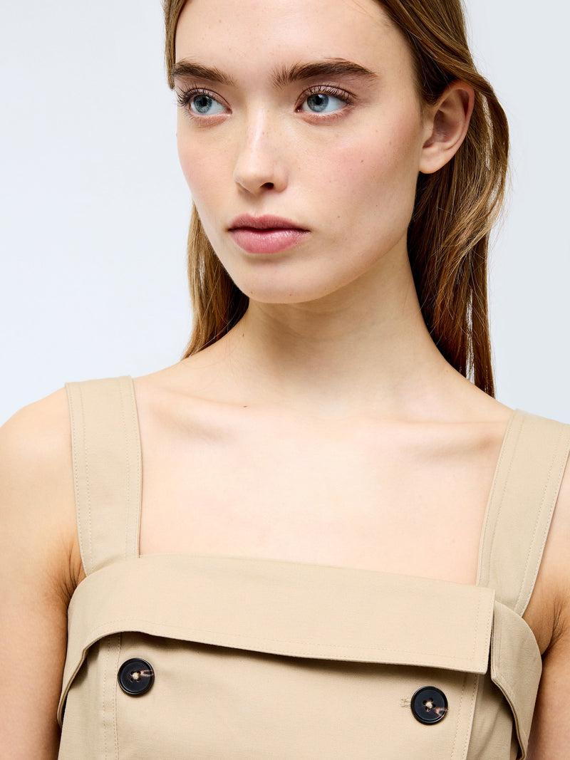 French Connection Double Breasted Trench Top Khaki