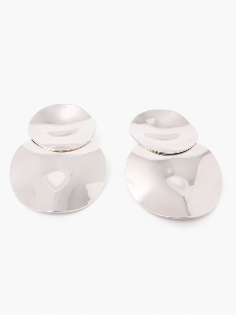French Connection Duo Disc Drop Earrings Rhodium