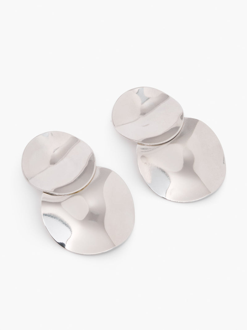 french connection Duo Disc Drop Earrings Rhodium