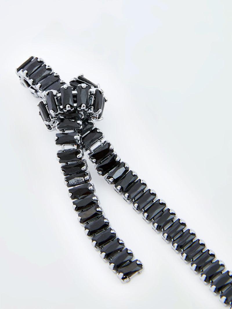 French Connection Elongated Knot Earrings Black