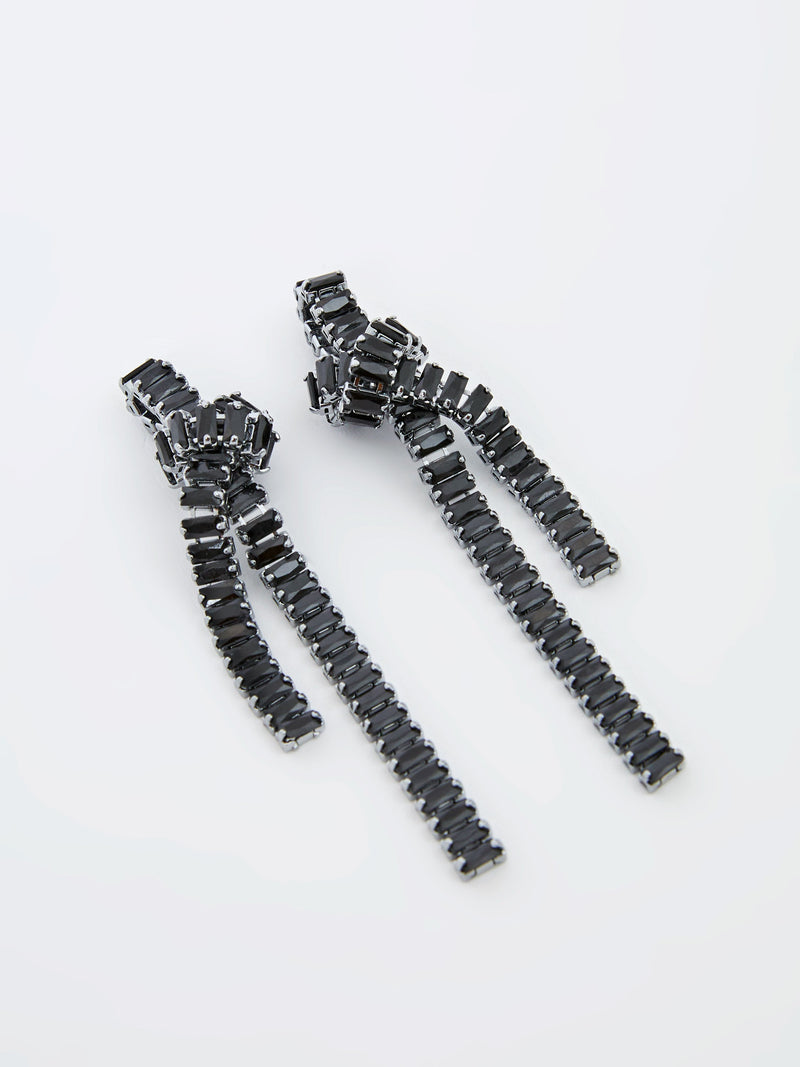 french connection Elongated Knot Earrings Black