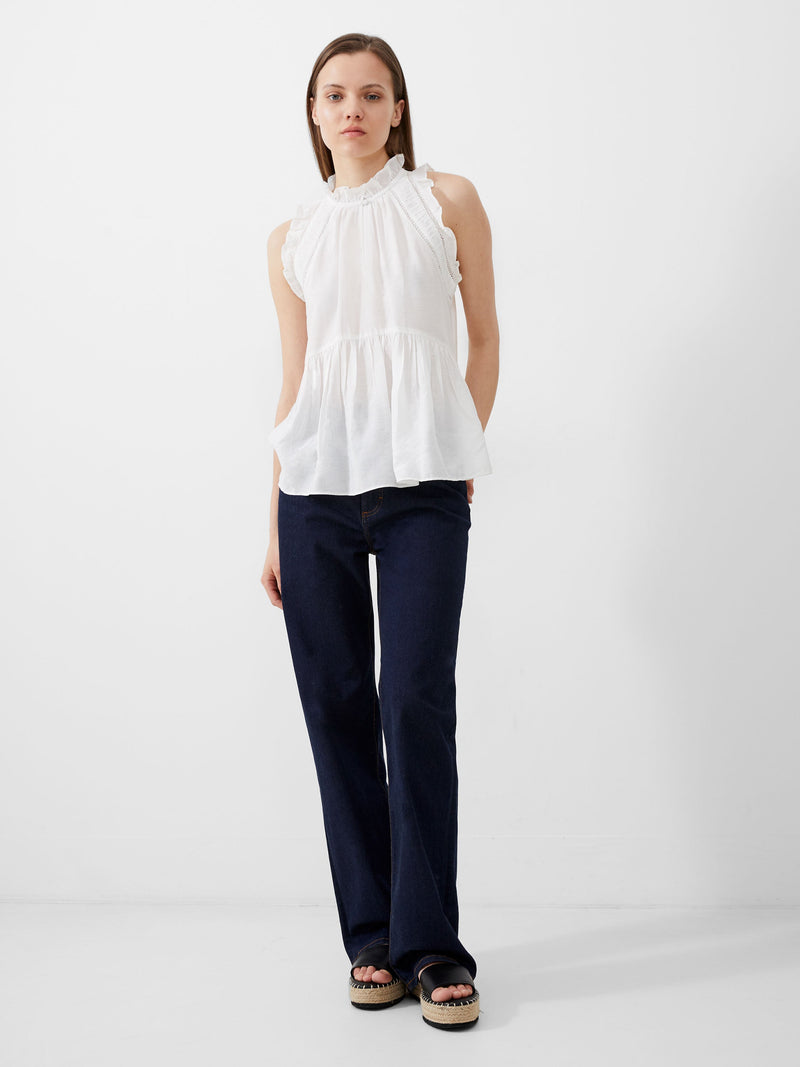 French Connection Emily Frill Top Summer White