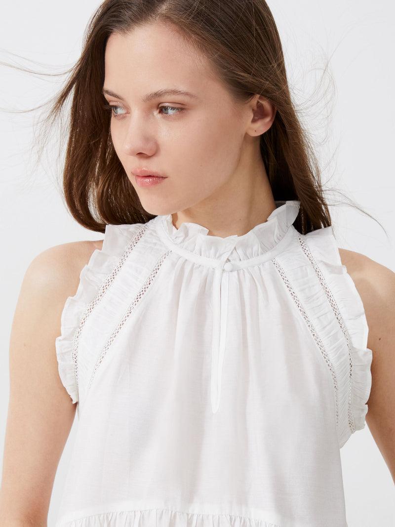 French Connection Emily Frill Top Summer White