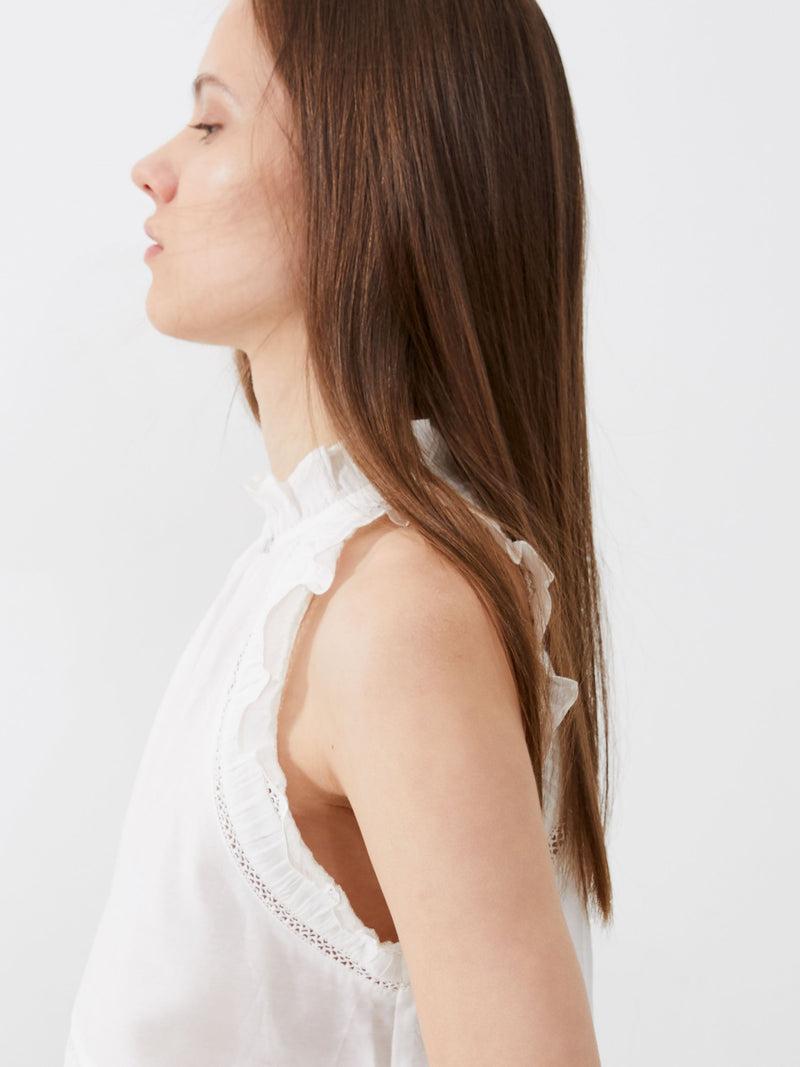 French Connection Emily Frill Top Summer White