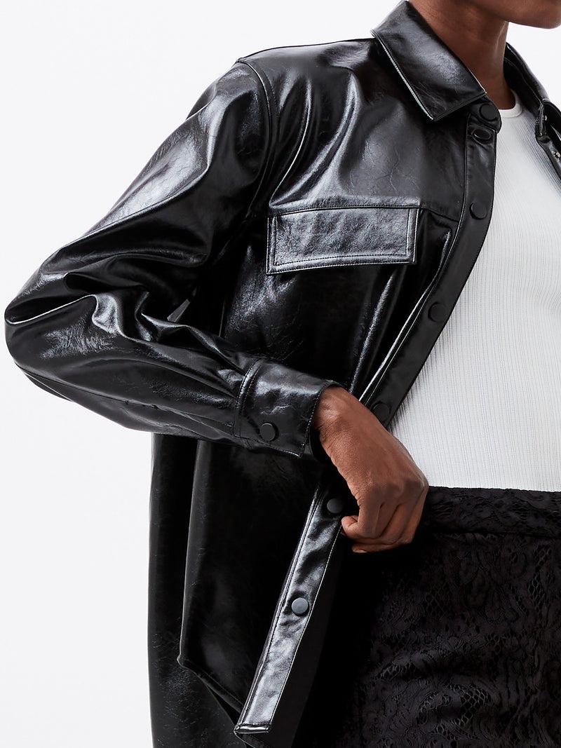 French Connection Emmett PU Overshirt Blackout