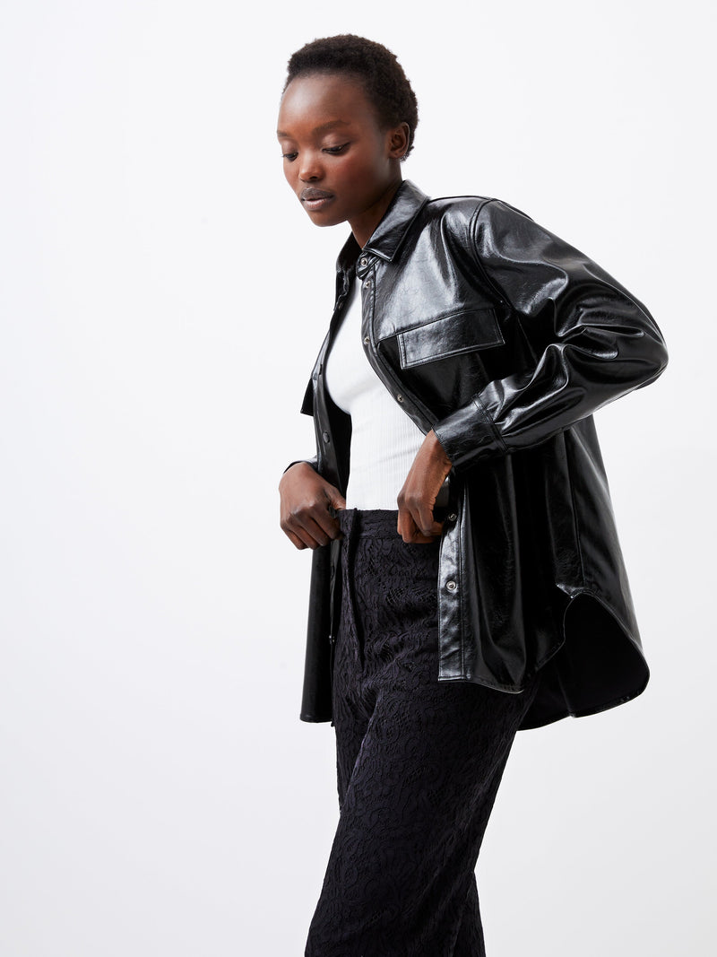 french connection Emmett PU Overshirt Blackout