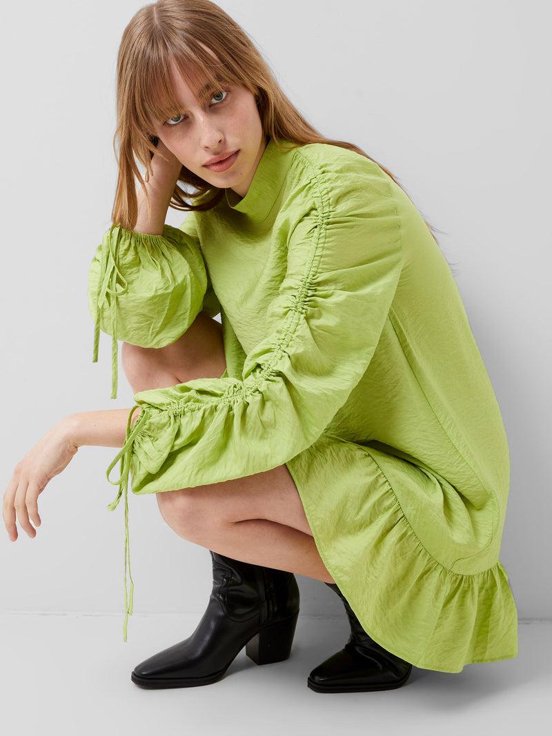 French Connection Faron Drape Dress Wasabi