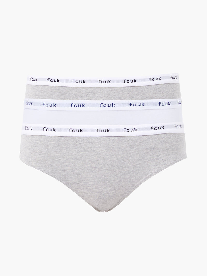 french connection FCUK 3 Pack Briefs Grey/White
