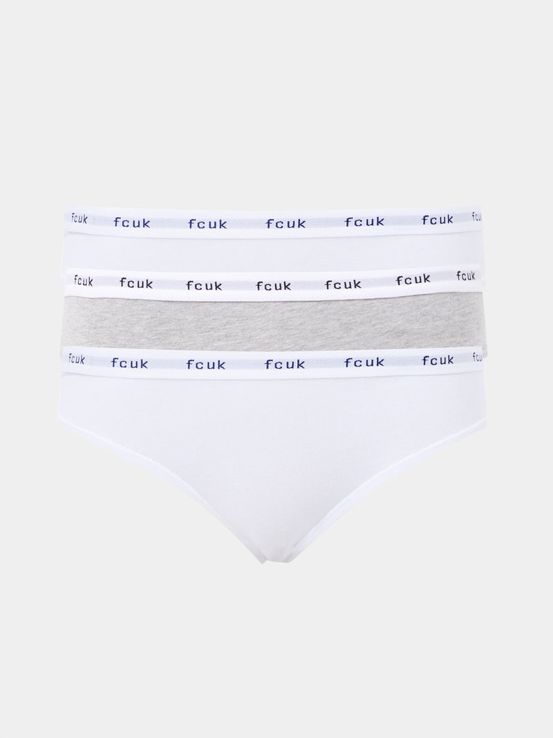 french connection FCUK 3 Pack Briefs Grey/White