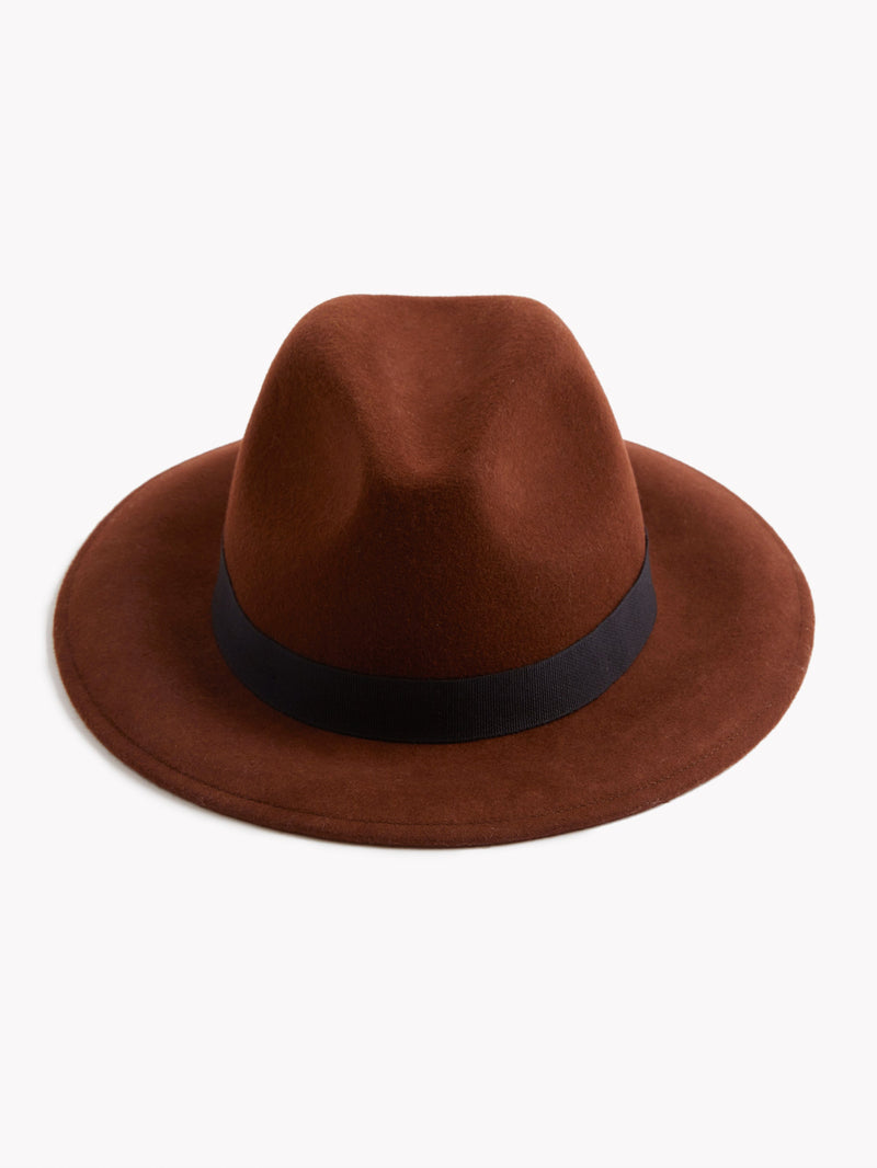French Connection Felt Trilby Hat Tobacco Brown