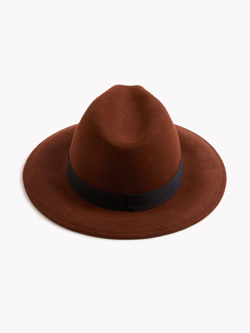 French Connection Felt Trilby Hat Tobacco Brown