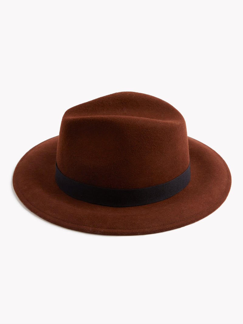 french connection Felt Trilby Hat Tobacco Brown