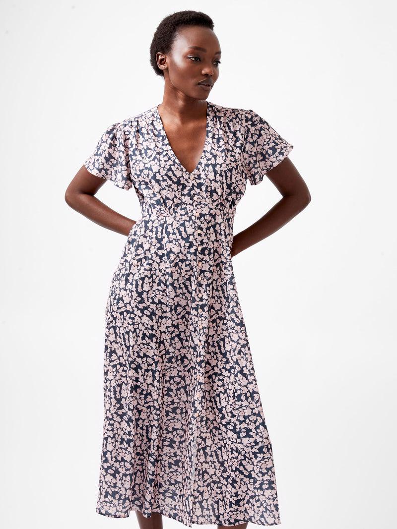 French Connection Fleure Tea Dress Navy/Pink