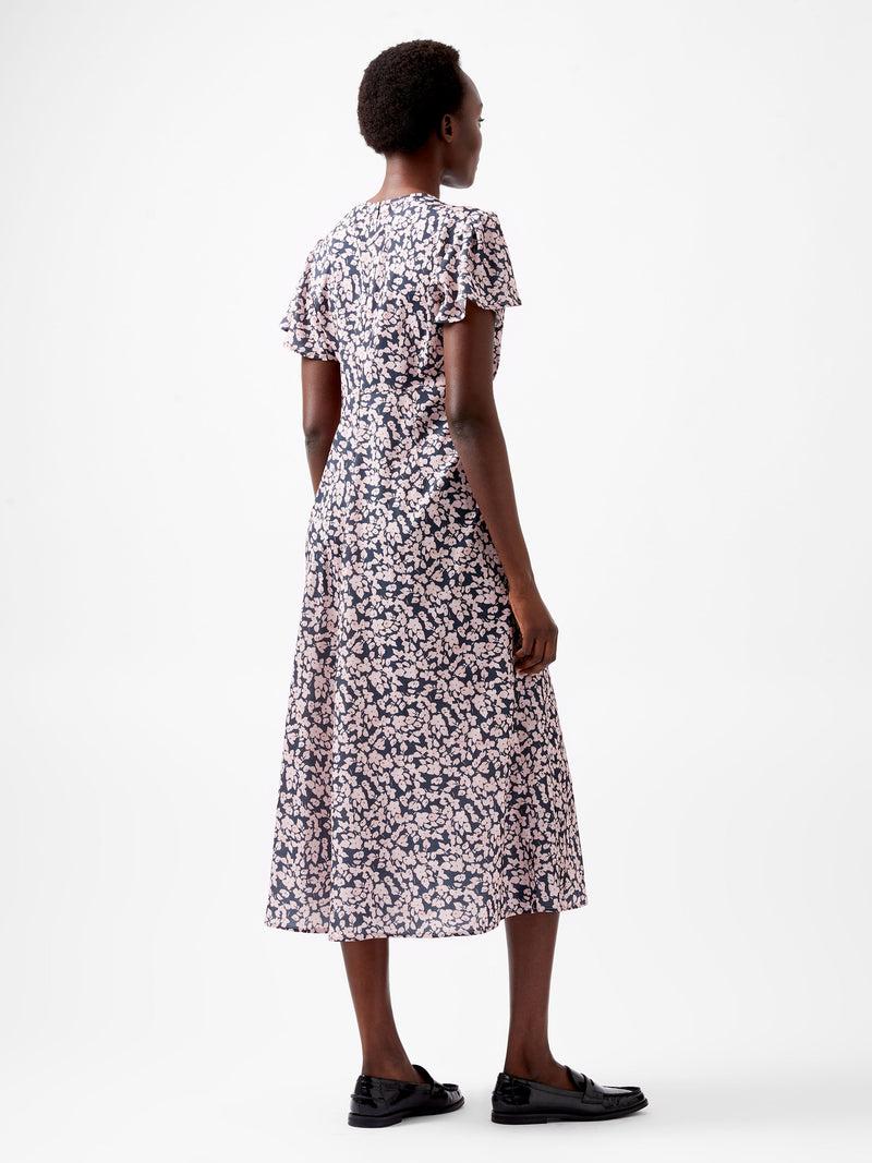 French Connection Fleure Tea Dress Navy/Pink