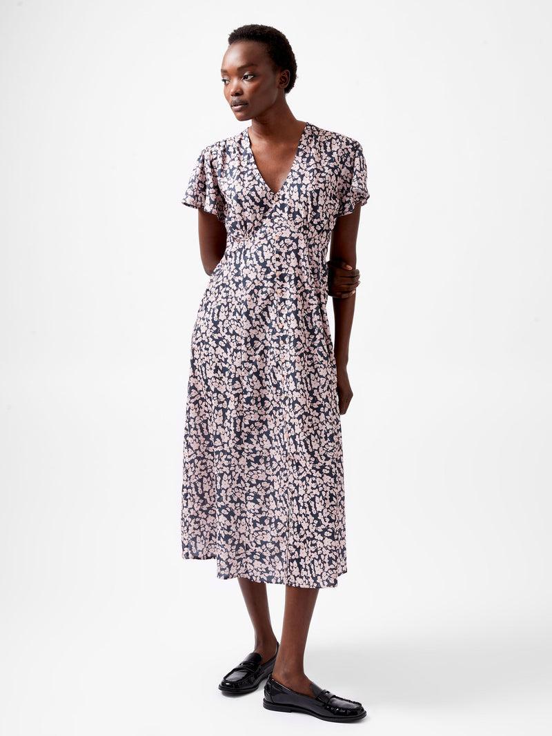 french connection Fleure Tea Dress Navy/Pink
