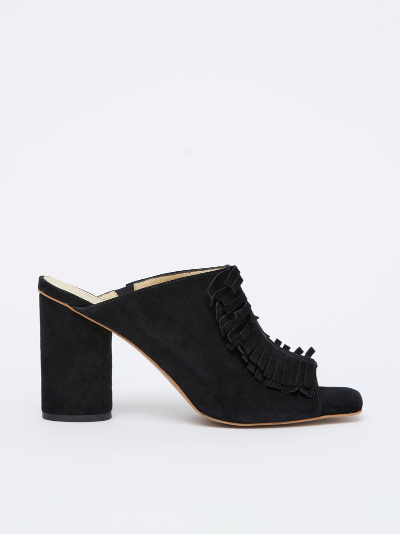 french connection Flora Fringed Mules Black