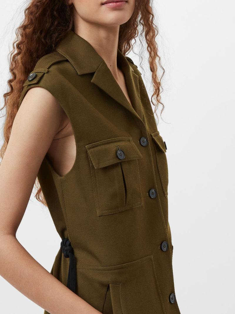 French Connection Florence Twill Waistcoat Khaki