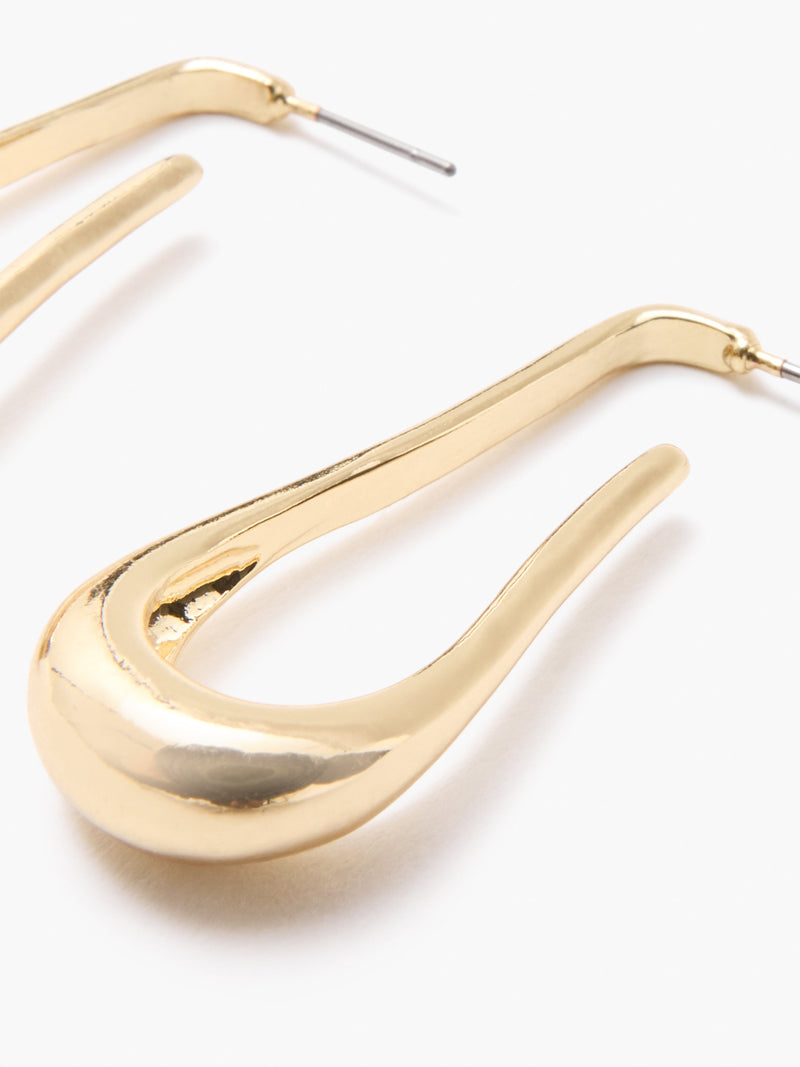 French Connection Fluid Long Hoop Earrings Gold