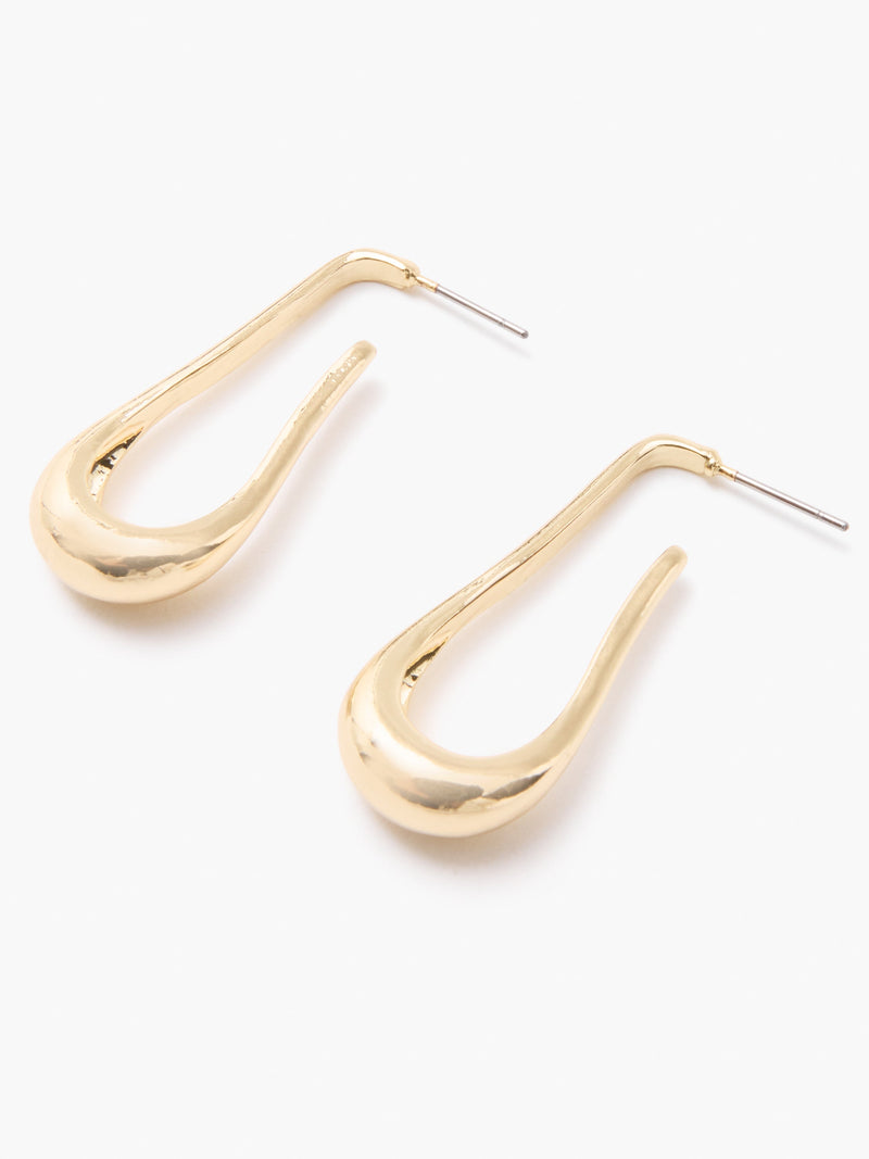French Connection Fluid Long Hoop Earrings Gold