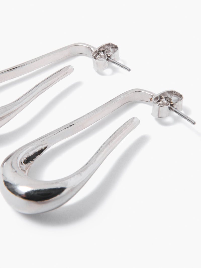 French Connection Fluid Long Hoop Earrings Rhodium