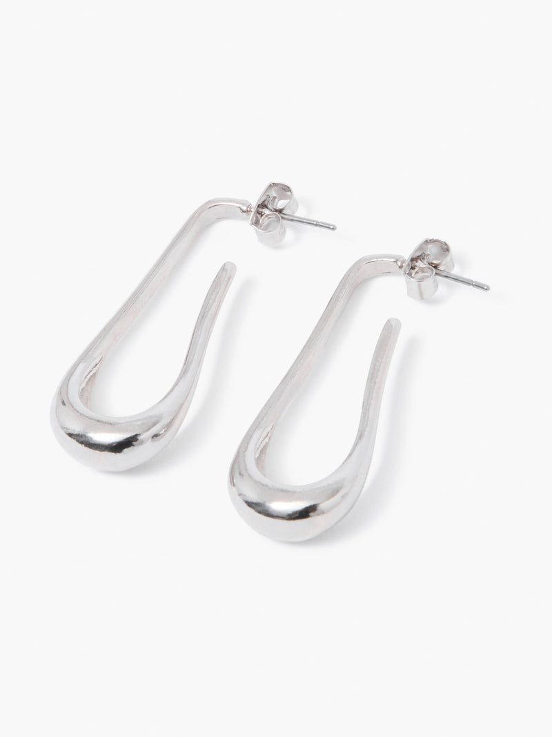 French Connection Fluid Long Hoop Earrings Rhodium