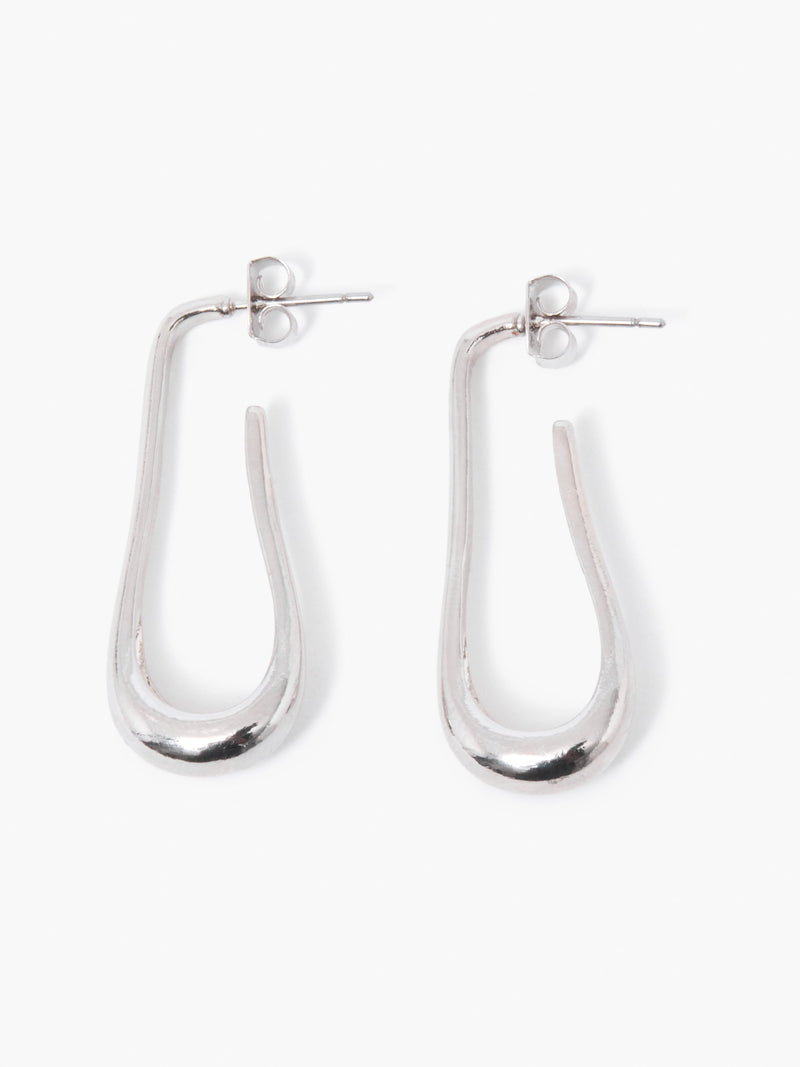 french connection Fluid Long Hoop Earrings Rhodium
