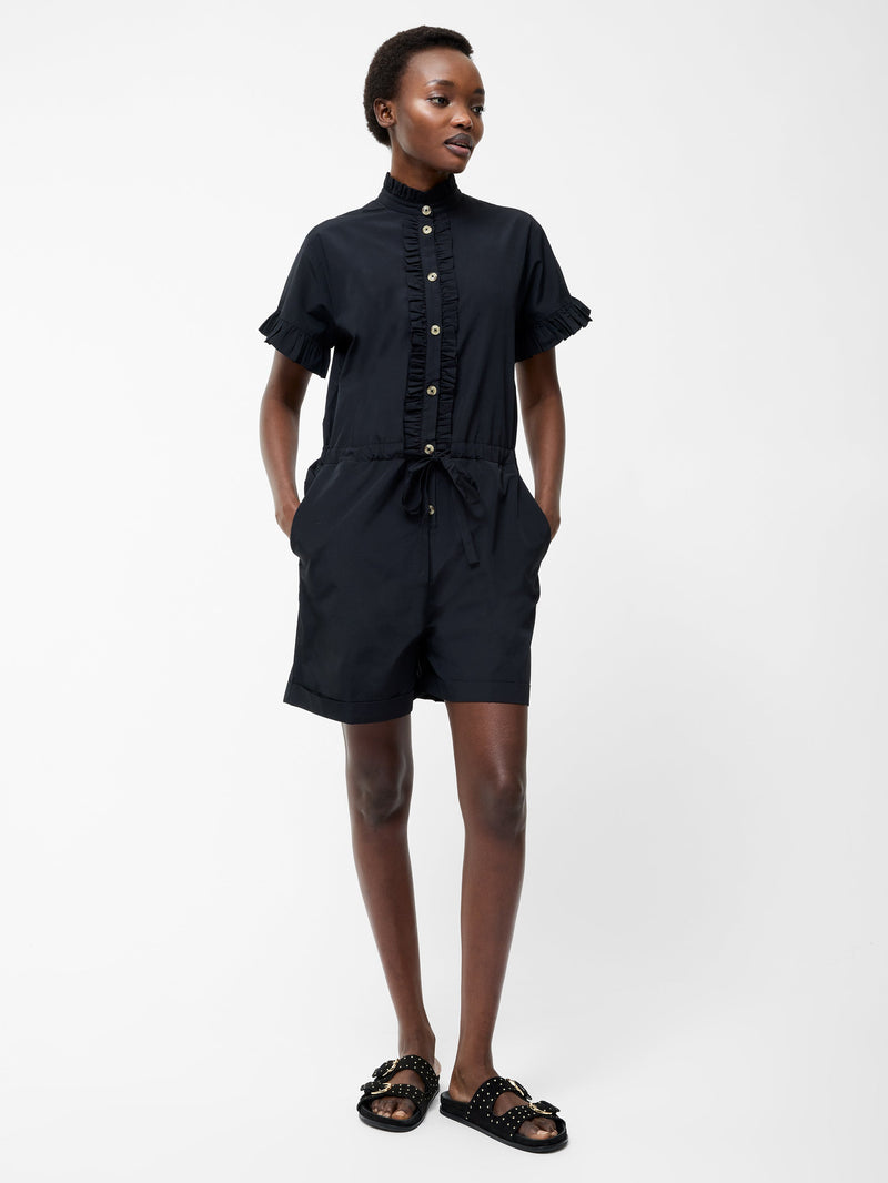 French Connection Frill Playsuit Black