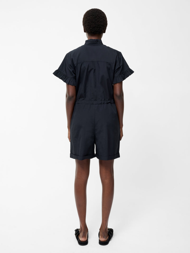 French Connection Frill Playsuit Black