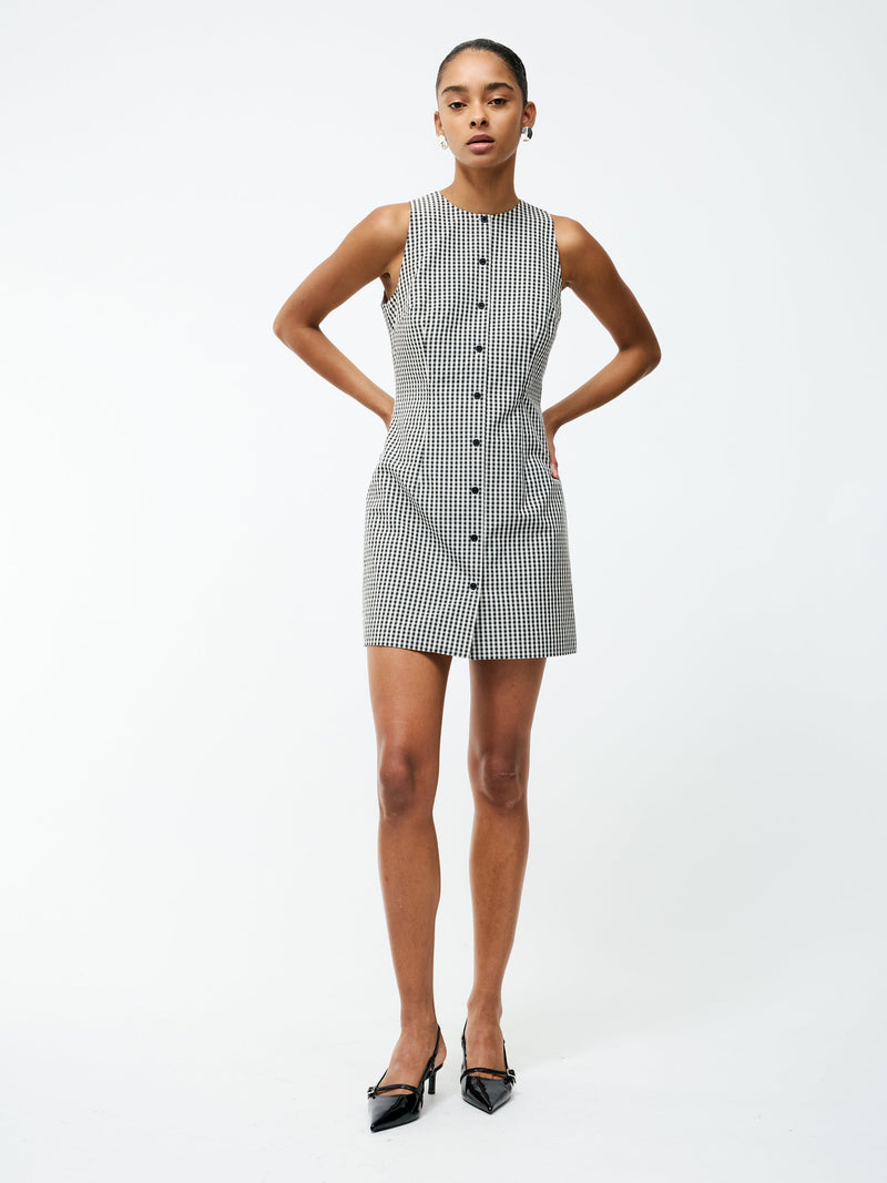 French Connection Gingham Mini Dress Black/Gingham