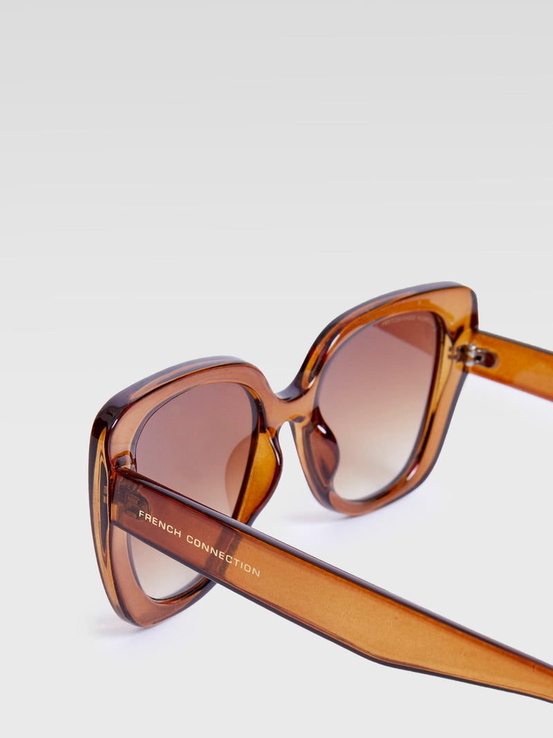 French Connection Glam Cat Eye Sunglasses Tan
