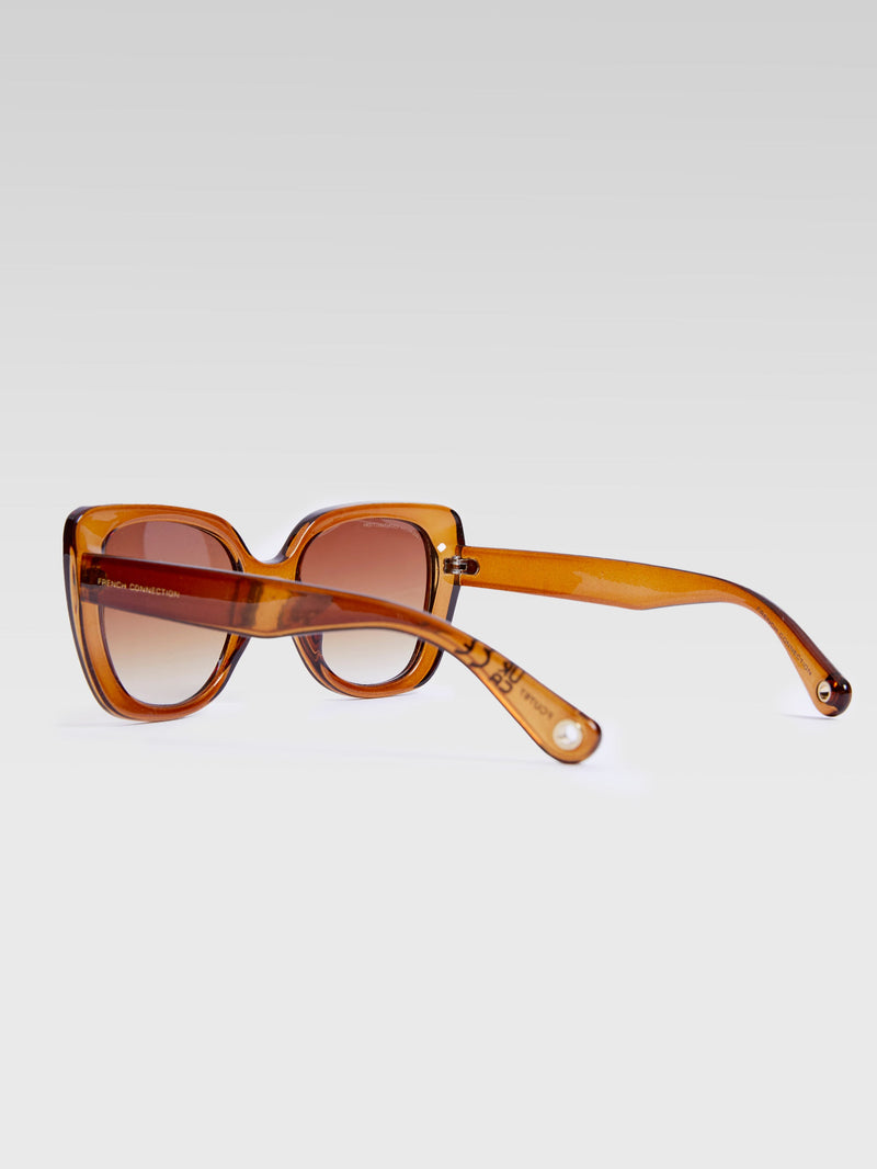 French Connection Glam Cat Eye Sunglasses Tan