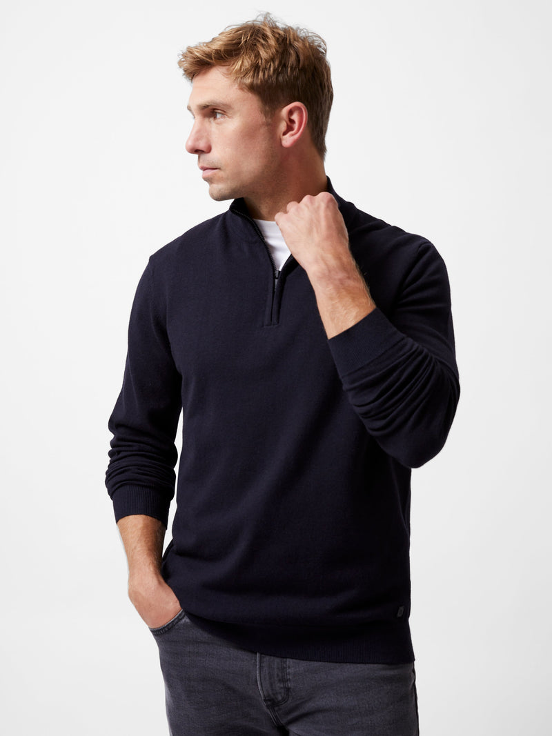 french connection Half Zip Knitted Jumper Navy