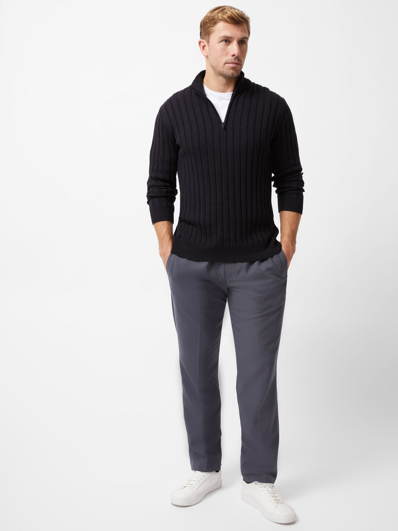 French Connection Half Zip Ribbed Knit Jumper Navy