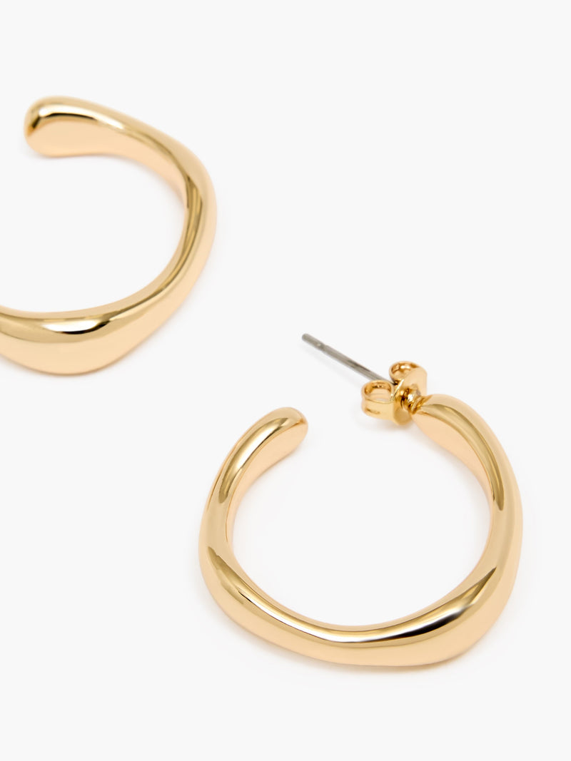 French Connection Hammered Hoop Earrings Gold
