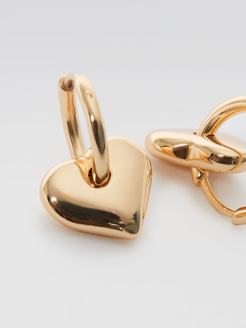 French Connection Heart Huggie Hoop Earrings Gold
